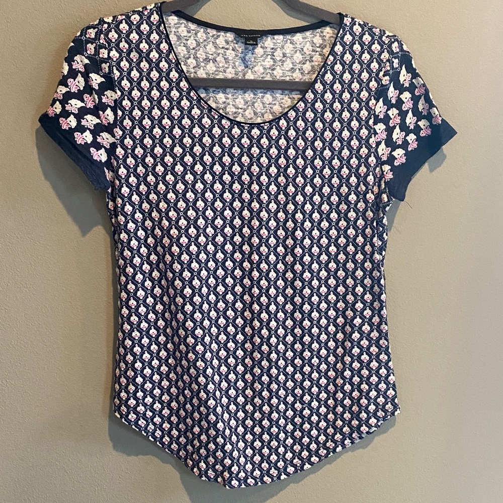 Ann Taylor Navy Short Sleeve Top
